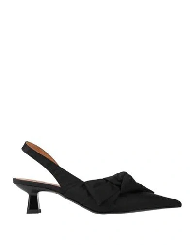Ganni Woman Pumps Black Size 8 Leather, Recycled Nylon In Black