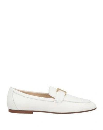 Tod's Woman Loafers White Size 5.5 Leather In White