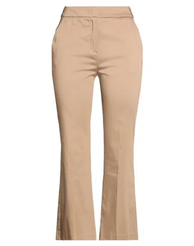 Angela Davis Woman Pants Light Brown Size 4 Cotton, Elastane In Neutral