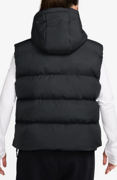 Nike Water Repellent Therma-fit Hooded Puffer Vest In Black