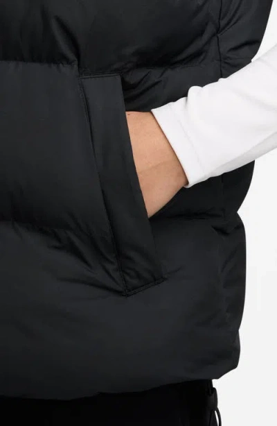Nike Water Repellent Therma-fit Hooded Puffer Vest In Black