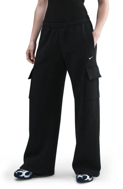 Nike Sportswear Phoenix Fleece Wide Leg Cargo Sweatpants In Black