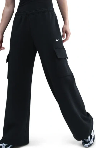 Nike Sportswear Phoenix Fleece Wide Leg Cargo Sweatpants In Black