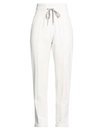 Eleventy Woman Pants Ivory Size L Cotton, Wool, Viscose, Cashmere In White