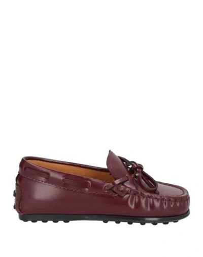 Tod's Junior Toddler Girl Loafers Burgundy Size 10c Leather In Burgundy