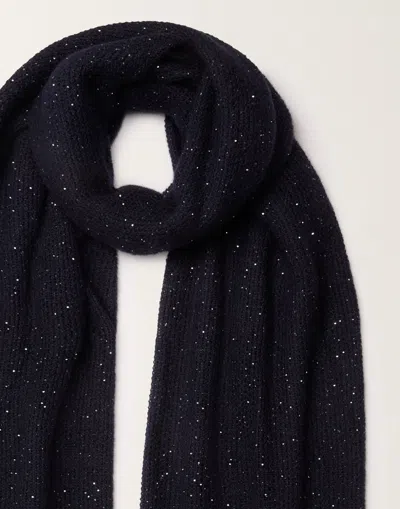 Fabiana Filippi Mohair Scarf With Micro Sequins In Blue