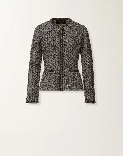 Fabiana Filippi Dark Blue Sequin Tweed Jacket With A Denim Effect In Black