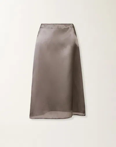 Fabiana Filippi Midi Skirt In Water-reflective Organza In Brown