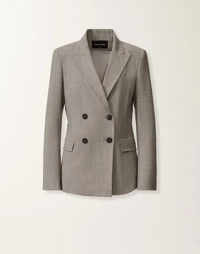 Fabiana Filippi Double-breasted Jacket In Fresh Bi-stretch Wool In Gray