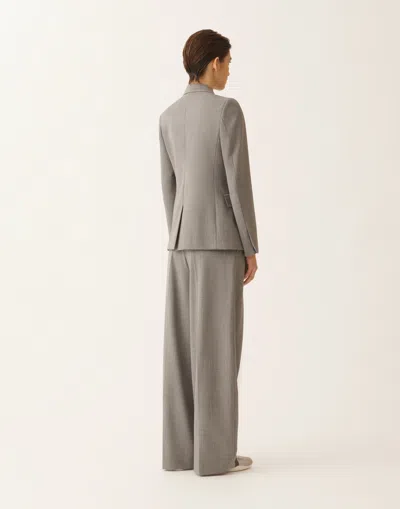 Fabiana Filippi Double-breasted Jacket In Fresh Bi-stretch Wool In Gray