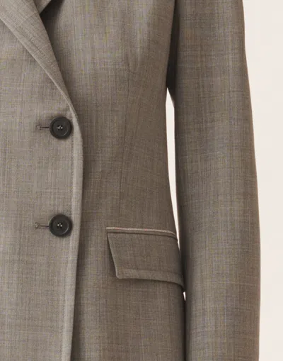 Fabiana Filippi Double-breasted Jacket In Fresh Bi-stretch Wool In Gray