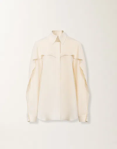 Fabiana Filippi Long Sleeve Shirt Ruffle Collar Cuffs In Neutral