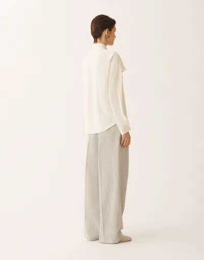 Fabiana Filippi Long Sleeve Shirt Ruffle Collar Cuffs In Neutral