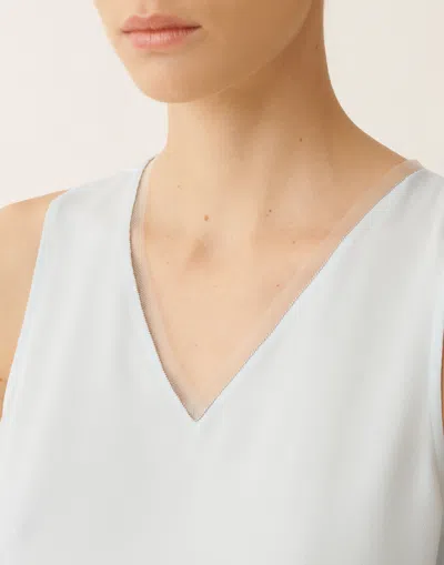 Fabiana Filippi Crepe De Chine Tank Top In Blue
