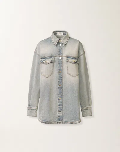 Fabiana Filippi Water-marbled Denim Shirt In Blue