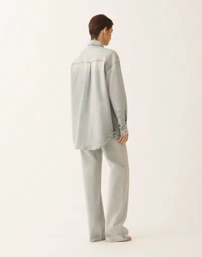 Fabiana Filippi Water-marbled Denim Shirt In Blue