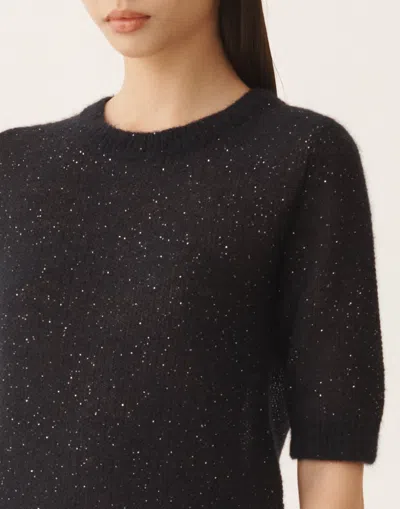 Fabiana Filippi Midnight Blue Mohair Sweater With Sequins In Blue