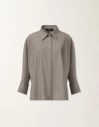 Fabiana Filippi Cropped Shirt In Bistretch Fresco Wool In Gray