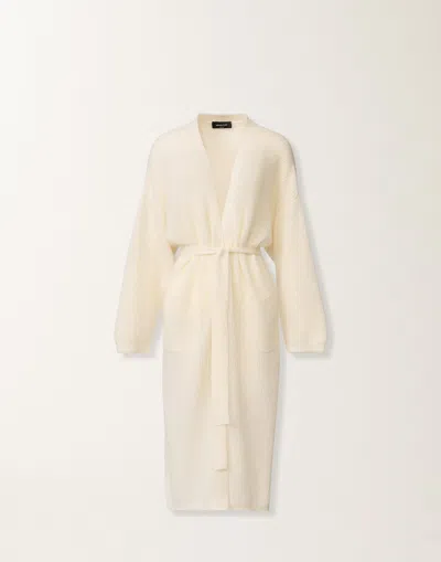 Fabiana Filippi Mohair Maxi Cardigan With Sequins In White