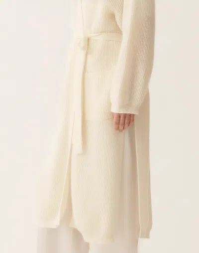 Fabiana Filippi Mohair Maxi Cardigan With Sequins In White
