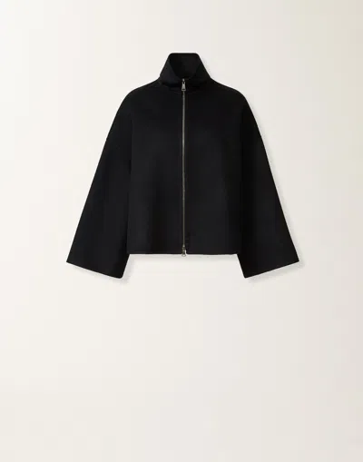 Fabiana Filippi Boxy Wool Double Coat In Black