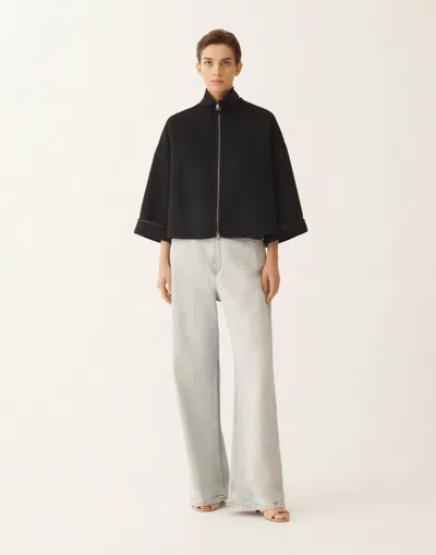 Fabiana Filippi Boxy Wool Double Coat In Black