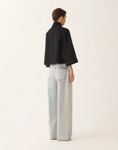 Fabiana Filippi Boxy Wool Double Coat In Black