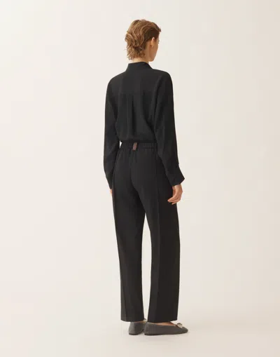 Fabiana Filippi Gubbio Jogging Pants In Night Blue Bistretch Lightweight Wool In Black
