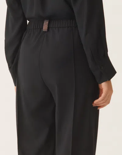 Fabiana Filippi Gubbio Jogging Pants In Night Blue Bistretch Lightweight Wool In Black