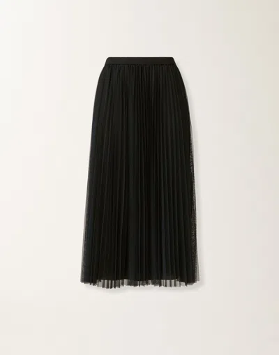 Fabiana Filippi Wide Pleated Tulle Skirt In Black