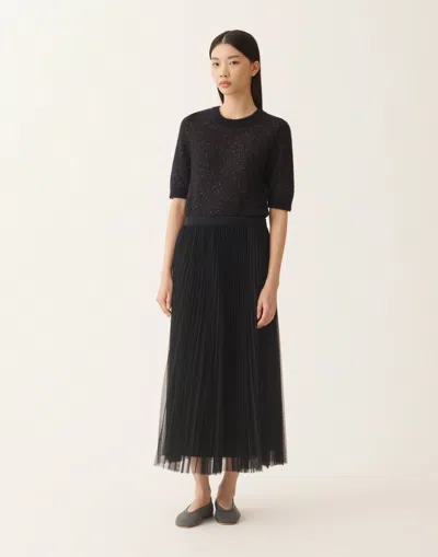 Fabiana Filippi Wide Pleated Tulle Skirt In Black
