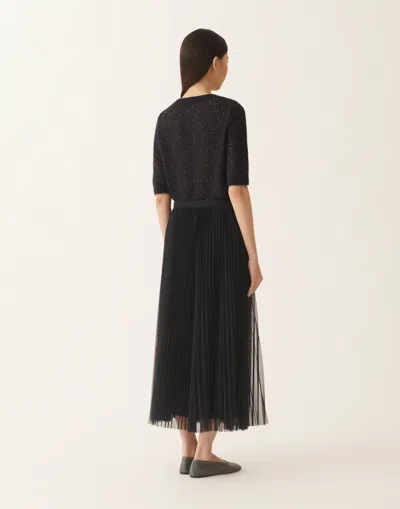 Fabiana Filippi Wide Pleated Tulle Skirt In Black
