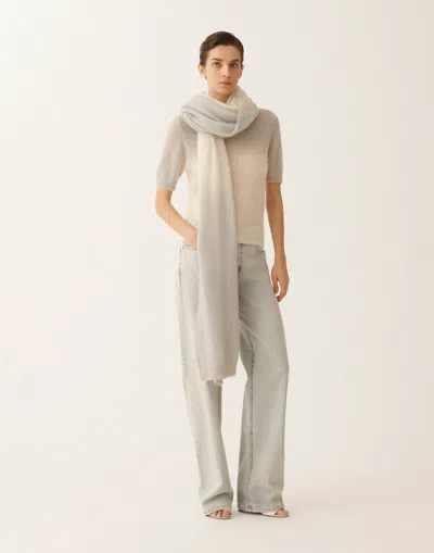 Fabiana Filippi Mohair Sweater With Sequins In Shaded Raffia And Gray In Gray