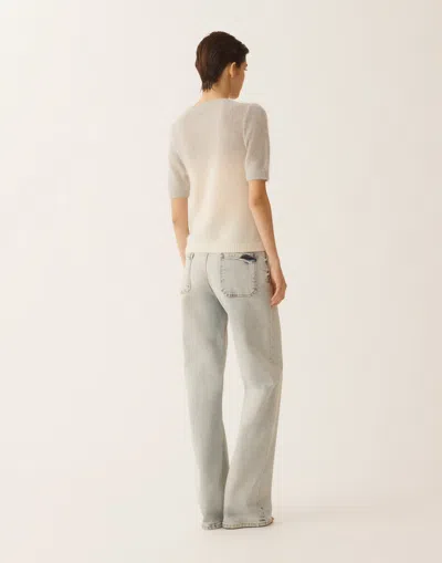 Fabiana Filippi Mohair Sweater With Sequins In Shaded Raffia And Gray In Gray