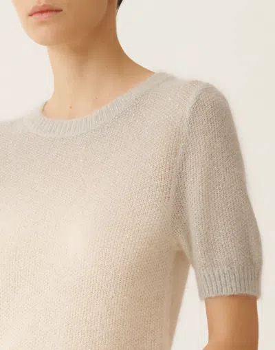 Fabiana Filippi Mohair Sweater With Sequins In Shaded Raffia And Gray In Gray