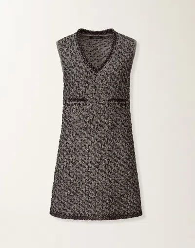 Fabiana Filippi Navy Tweed Dress With Denim Effect Sequins In Gray