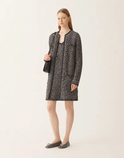 Fabiana Filippi Navy Tweed Dress With Denim Effect Sequins In Gray