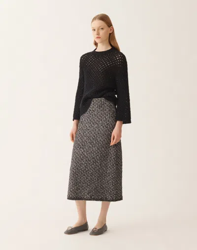 Fabiana Filippi Cape In Platinum And Micro Sequins In Black