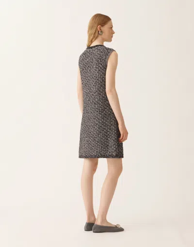 Fabiana Filippi Navy Tweed Dress With Denim Effect Sequins In Gray