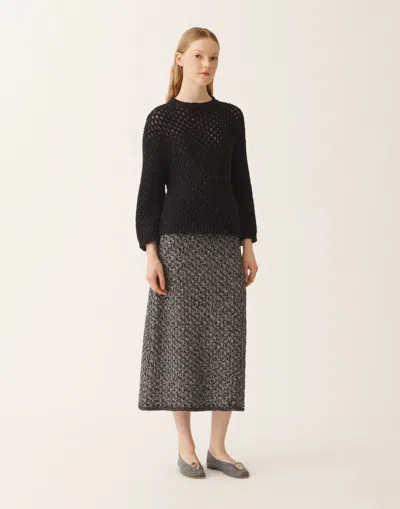 Fabiana Filippi Cape In Platinum And Micro Sequins In Black