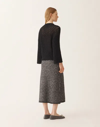 Fabiana Filippi Cape In Platinum And Micro Sequins In Black