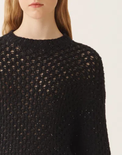 Fabiana Filippi Cape In Platinum And Micro Sequins In Black