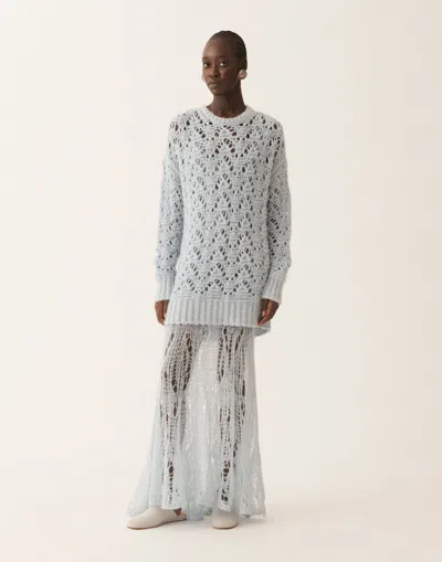 Fabiana Filippi Platinum Mohair Sweater In Blue