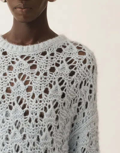 Fabiana Filippi Platinum Mohair Sweater In Blue