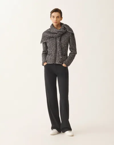 Fabiana Filippi Denim-effect Tweed Scarf In Multi