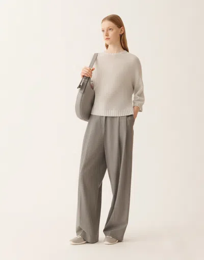 Fabiana Filippi Platinum T-shirt With Lurex In Gray