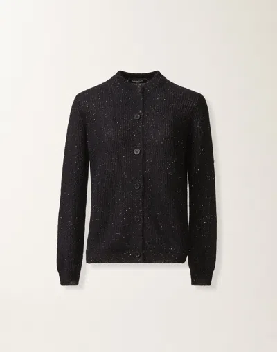 Fabiana Filippi Mohair Cardigan With Sequins In Black