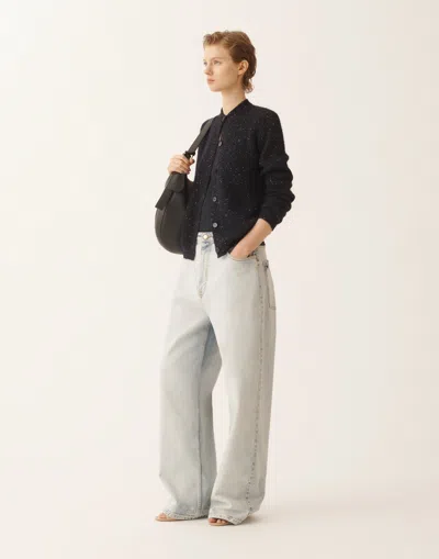 Fabiana Filippi Mohair Cardigan With Sequins In Black