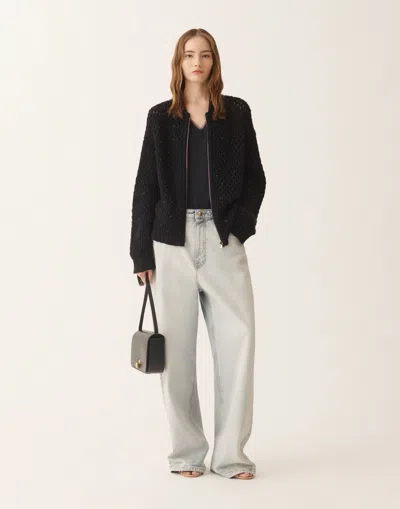 Fabiana Filippi Bomber In Platinum And Micro Sequins In Multi