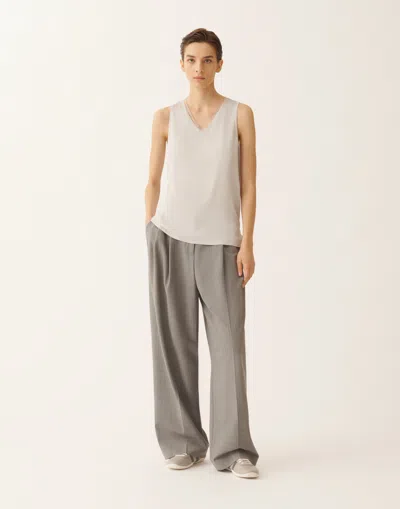 Fabiana Filippi Crepe De Chine Tank Top In Gray